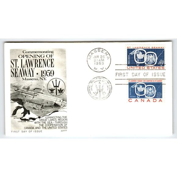 Scott #1150 1959 St. Lawrence Seaway Opening First Day Cover FDC Massena NY - Picture 1 of 2